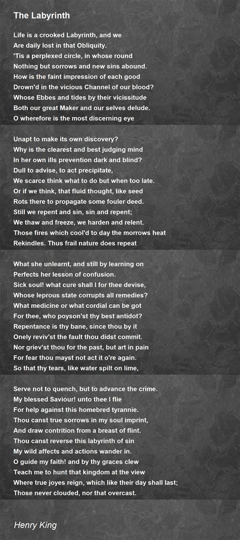 The Labyrinth The Labyrinth Poem By Henry King