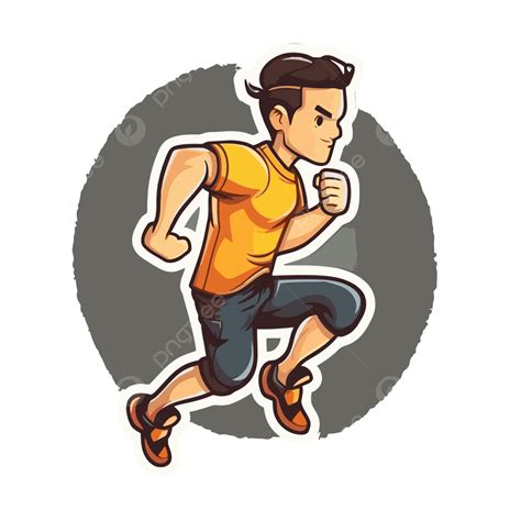 Cartoon Cartoon Man Running On A Gray Background Clipart Vector