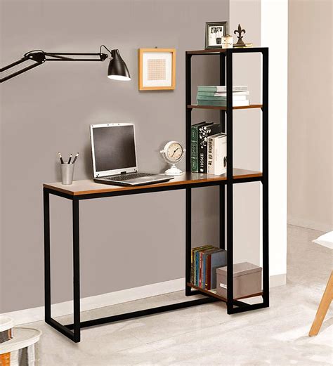 Buy Perth Study Table With Modular Book Shelf In Walnut Finish By Trevi