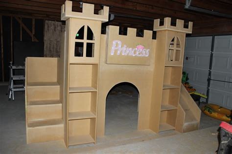 I loved her playhouse loft bed and thought it would be perfect for my almost 5 year old for her birthday. Castle Loft Bed with Stairs and Slide | Ana White