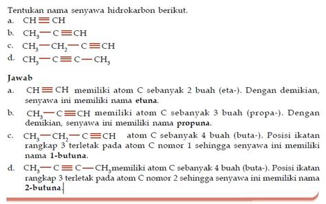 Tata Nama Dan Rumus Umum Serta Contoh Soal Senyawa Hidrokarbon Alkuna