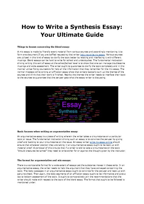 How To Write A Synthesis Essay Your Ultimate Guidepdf Pdf Host