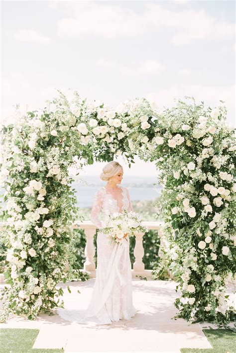 Wedding Photos Altar Floral Arch Outdoor Ceremony Greenery White