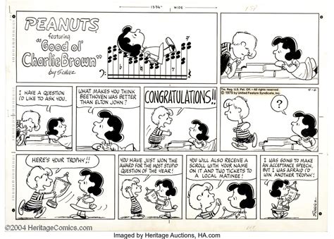 Charles M Schulz Peanuts Sunday Comic Strip Original Art Dated