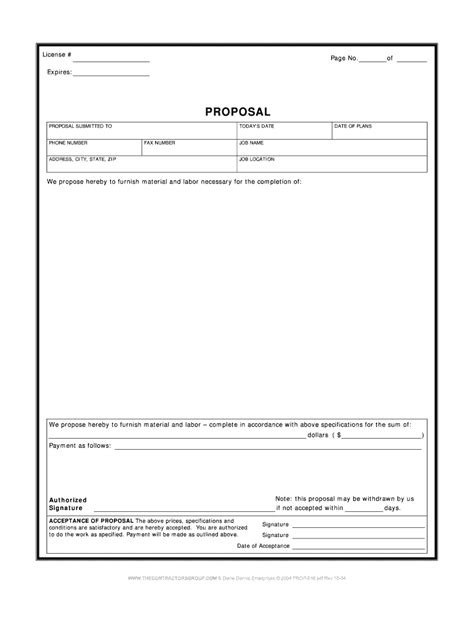Fillable Contractor Proposal Form Fill Online Printable Fillable