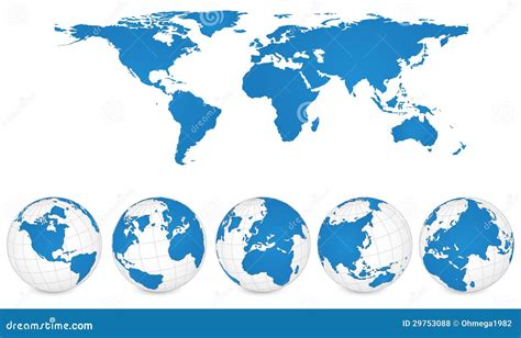 World Map And Globe Detail Vector Illustration Stock Vector