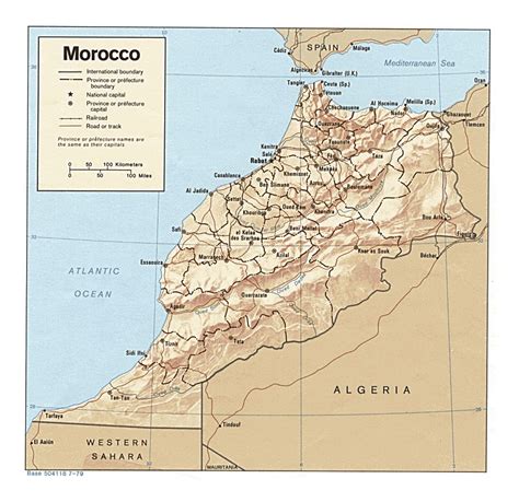 Detailed Political And Administrative Map Of Morocco With Relief Roads