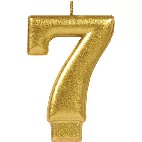 Gold Number 7 Birthday Candle 2 14in X 3 14in Party City