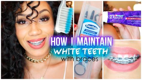 How to brush your teeth with braces. How I Maintain White Teeth with Braces - YouTube