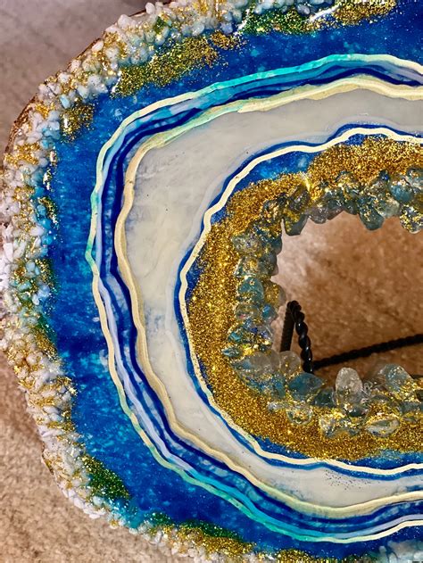 Geode Resin Art Geode Sculpture Agate Slice Abstract Art Etsy