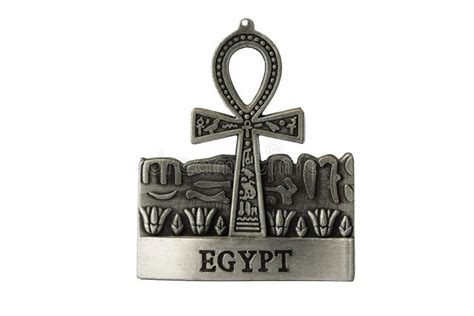 Silver Colored Egyptian Symbol Of Life Ankh With Egypt Label Iso Stock