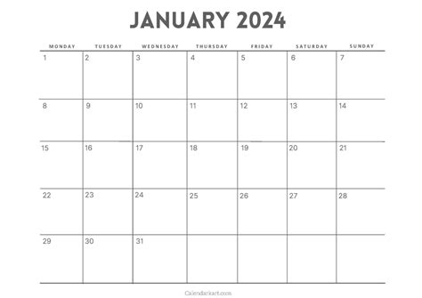 Free Printable January 2024 Calendars Calendarkart