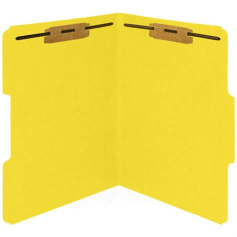 50 Yellow Fastener File Folders 13 Cut Reinforced Tab Durable 2 Prongs