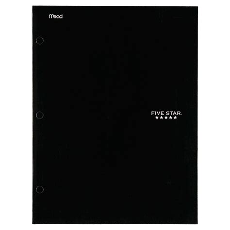 Mead Five Star Laminated Paper Folder 4 Pocket Black School