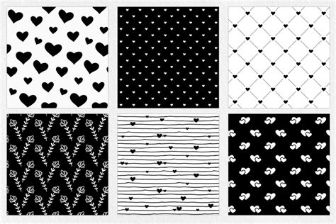 Black And White Valentines Day Digital Paper Valentine Etsy