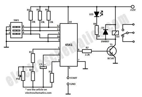 On delay timer circuit with relay using tranistor. 4541 Timer Relay Circuit 0.3 second to 10 hours