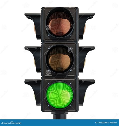 Traffic Light With Green Color 3d Rendering Isolated On White