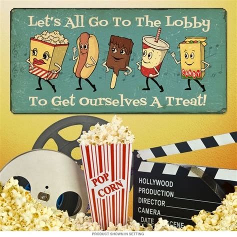 Lets Go Lobby Dancing Snacks Metal Sign 24 X 12 Home Theater Home