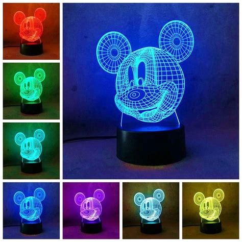 Mickey Mouse Lamp Mickey 3d Small Night Lamp Colorful Led Decorative