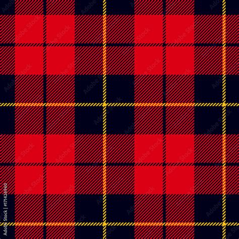 Scottish Plaid In Red Black Yellow Wallace Tartan Seamless Pattern