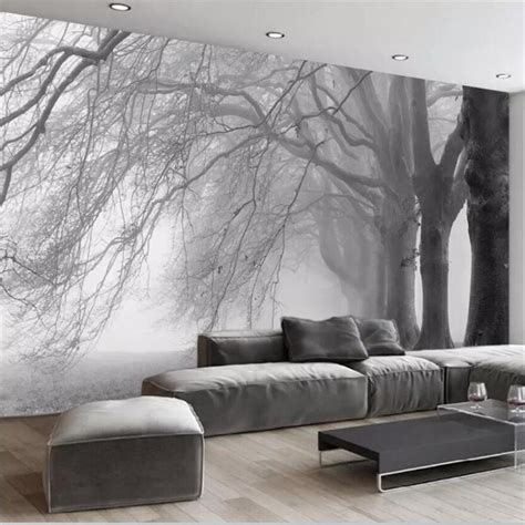 Looking for black bedroom ideas for rooms with black walls? beibehang Wallpaper custom living room bedroom wallpaper mural black and white abstract tree ...