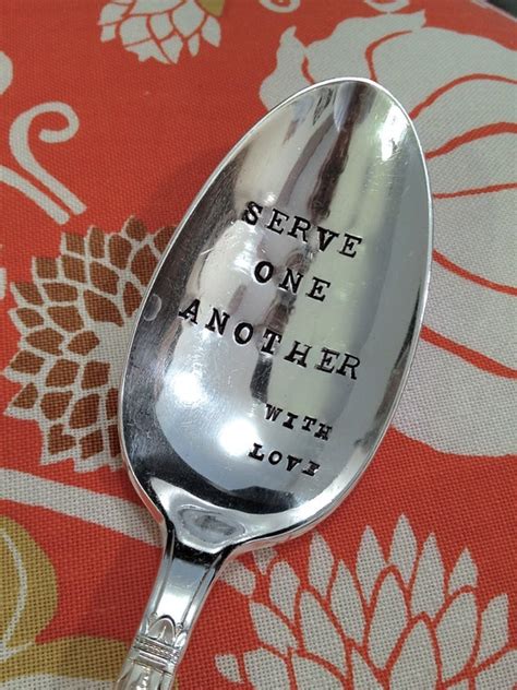 Serve One Another With Love Vintage Hand Stamped Serving