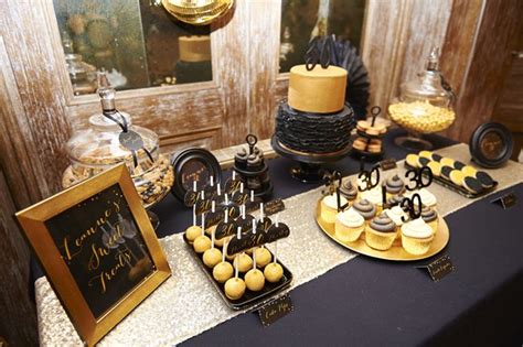 Black And Gold 30th Dessert Table By Aimee Dunne Events And Weddings