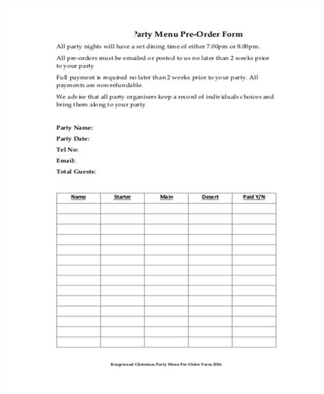 Free 11 Restaurant Order Forms In Pdf Ms Word