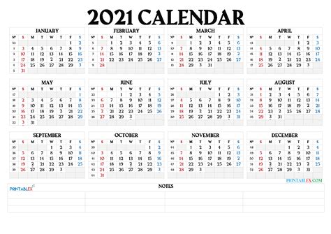 Free Printable Monthly Calendar 2021 Landscape Contemporary