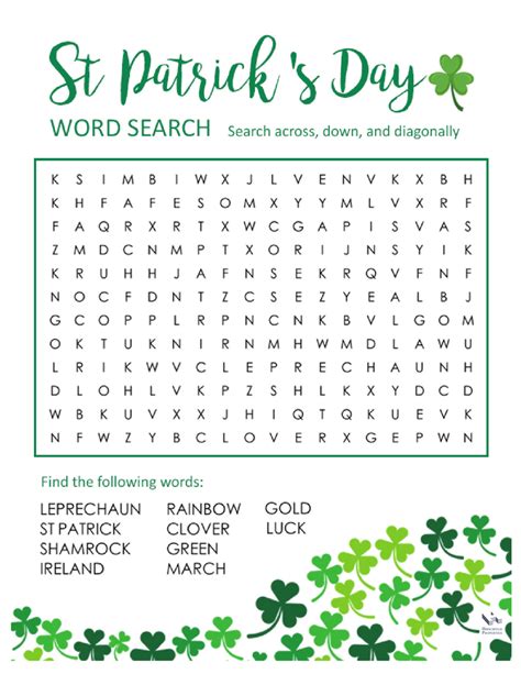 Stpatricks Day Wordsearch English Esl Worksheets For Word Search
