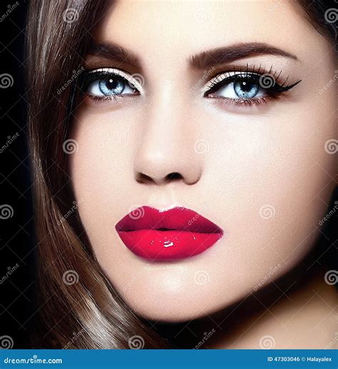 Beauty Portrait Of Sensual Model With Colorful Makeup Stock Photo
