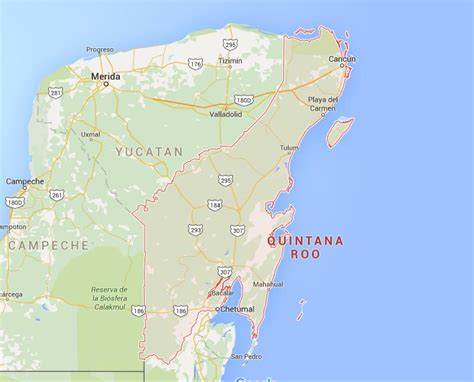 Quintana Sur Roo Map Desur De Quintana Roo Map Turismo En Mexico