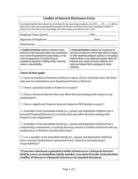 Conflict Of Interest Waiver Template