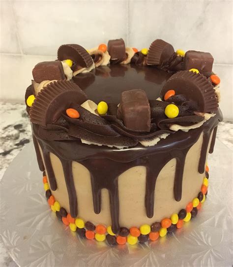 Chocolate Cake With Snickers Filling Pb Frosting And Milk Chocolate