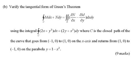 Solved Verify The Tangential Form Of Green S Theorem Chegg Com