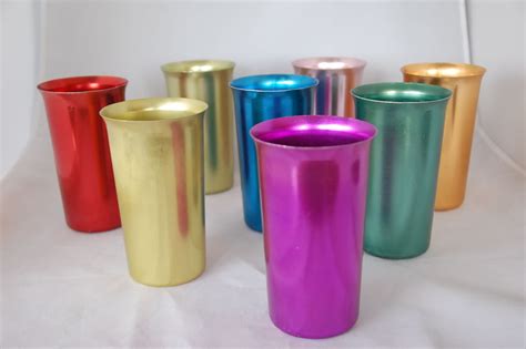 Anohue Set Of 8 Colored Aluminum Tumblers Cups