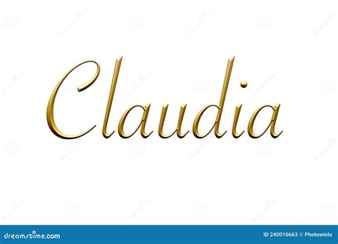 Claudia Female Name Gold 3d Icon On White Background Decorative
