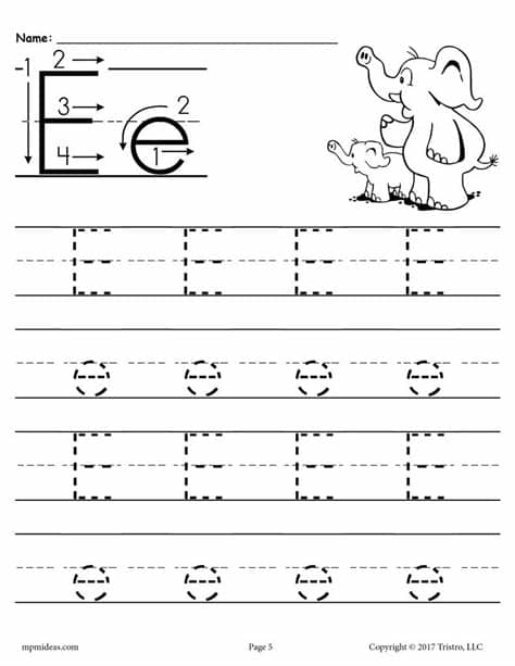 FREE Printable Letter E Tracing Worksheet! - SupplyMe
