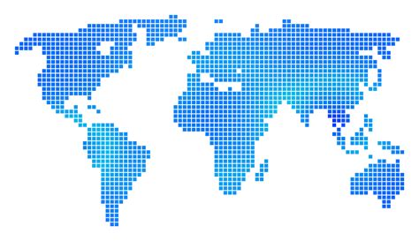 Blue Dot World Map Vector Geographic Map In Cold Blue Color Var