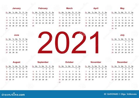 Calendrier 2021 Semaine Commençant Le Dimanche Modèle Dentreprise