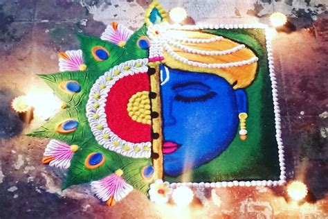 15 Unique Krishna Rangoli Designs To Try Out And Make Your House