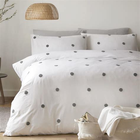White Duvet Covers Grey Tufted Spot 100 Cotton Textured Quilt Cover