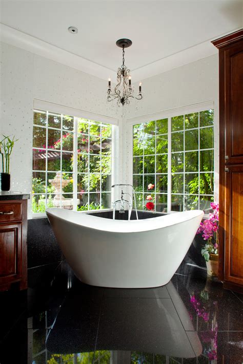 See more ideas about free standing tub, free standing bath tub, bathroom design. Bright soaker tubin Bathroom Traditional with Engaging ...