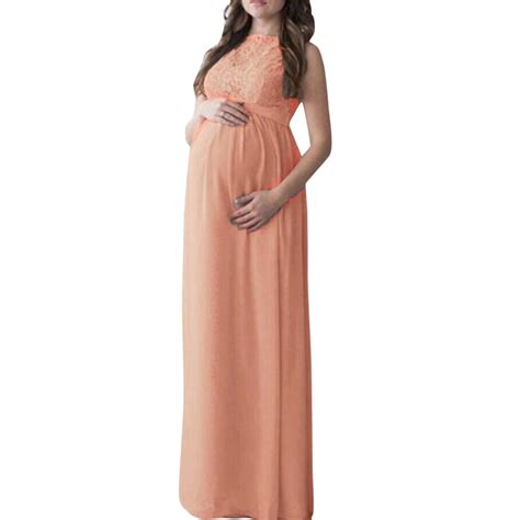 IOPQO Maternity Dress Pregnant Women Lace Long Maxi Dress Maternity