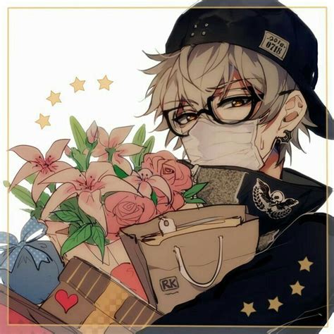 Anime Boy Flowers Mask Glasses Blonde Hat Cool Bags