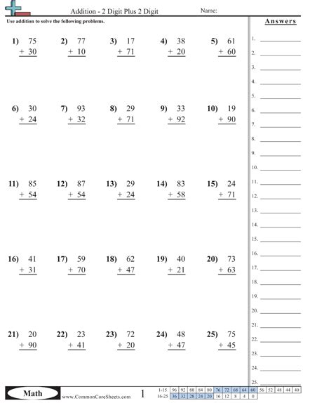 Math Common Core Worksheets