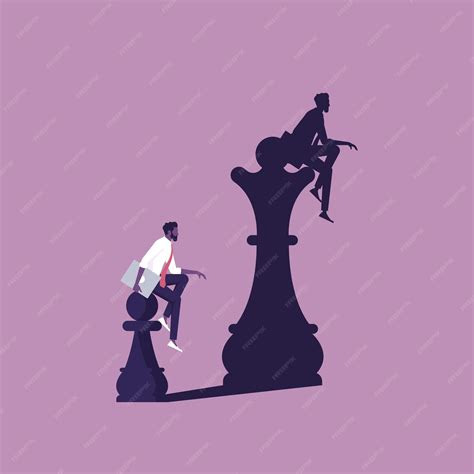 premium vector chess pawn with queen shadow on wall conceptual dreaming and confidence in ones
