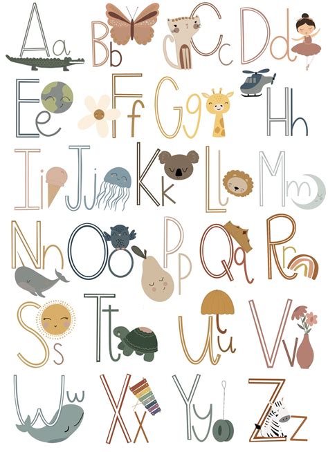 Alphabet Poster Affiche Numérique Art De Classe Décor De Etsy