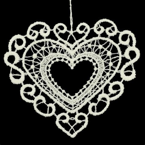 Heart White Lace Ornament Design 3