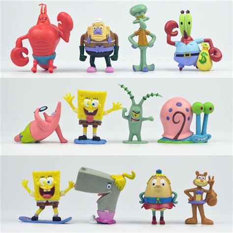 12pcs Spongebob Squarepants Patrick Sandy Gary Action Figure Toys Cake